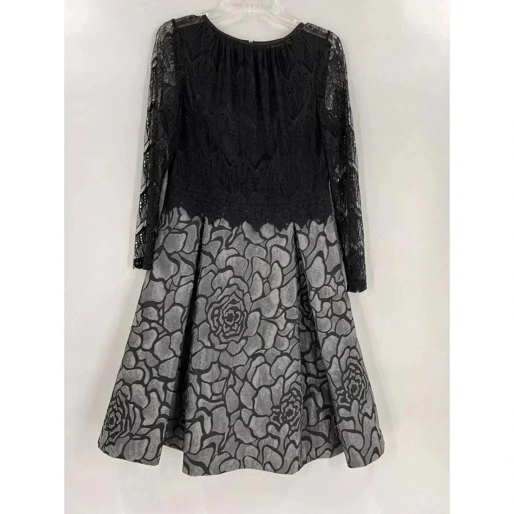 Polin Dress Black and Gray Lace Dress Gorgeous Tag States 3 Fits Larger EUC